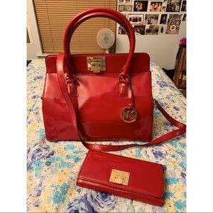 Red Authentic Michael Kors Shoulder Bag w/ Wallet
